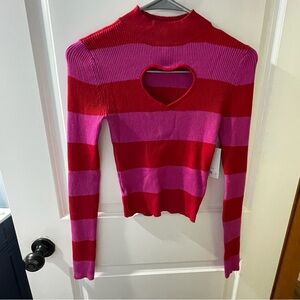 SO Red and Pink Striped Sweater